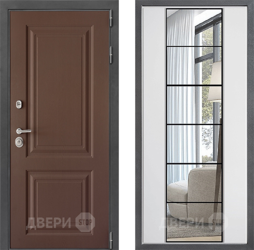 Входная металлическая Дверь Дверной континент ДК-3/729 ФЛЗ-2 Зеркало Белый софт в Черноголовке
