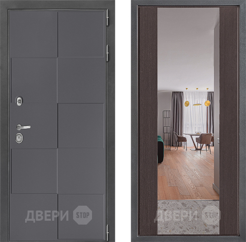 Входная металлическая Дверь Дверной континент ДК-3/606 ФЛЗ-1 Зеркало Венге в Черноголовке