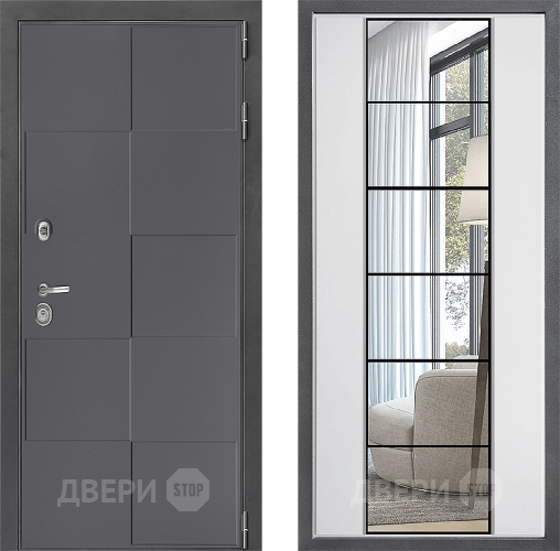 Входная металлическая Дверь Дверной континент ДК-3/606 ФЛЗ-2 Зеркало Белый софт в Черноголовке