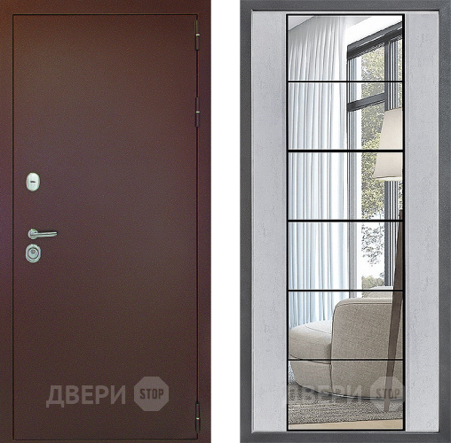Дверь Дверной континент Рубикон Медь Дизайн ФЛЗ-2 Зеркало Бетон светлый в Черноголовке