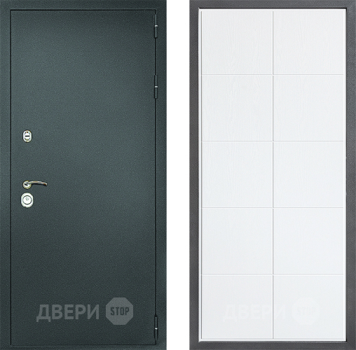 Входная металлическая Дверь Дверной континент Рубикон Серебро Дизайн ФЛ-Кватро Белое дерево в Черноголовке