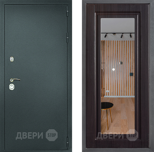 Входная металлическая Дверь Дверной континент Рубикон Серебро Дизайн ФЛЗ Зеркало Венге в Черноголовке