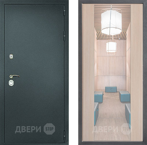 Входная металлическая Дверь Дверной континент Рубикон Серебро Дизайн ФЛЗ-1 Зеркало Капучино в Черноголовке