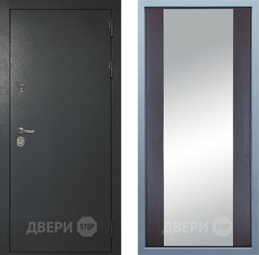 Входная металлическая Дверь Дива МД-40 Титан Д-15 Зеркало Венге в Черноголовке