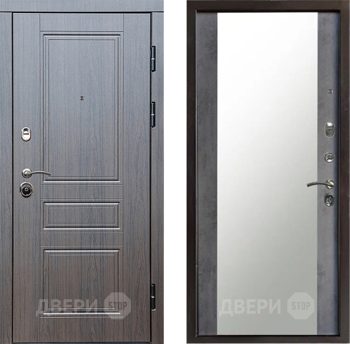 Входная металлическая Дверь Престиж Классика Венге Зеркало Бетон темный в Черноголовке