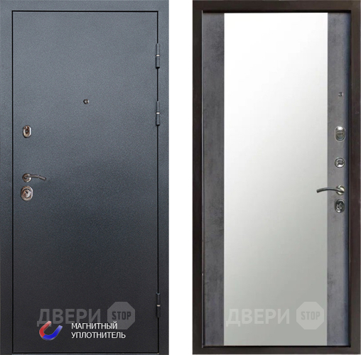 Входная металлическая Дверь Престиж Графит Зеркало Бетон темный в Черноголовке
