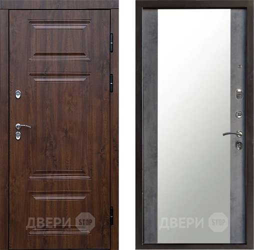 Входная металлическая Дверь Престиж TERMO с терморазрывом Премиум Орех Зеркало Бетон темный в Черноголовке