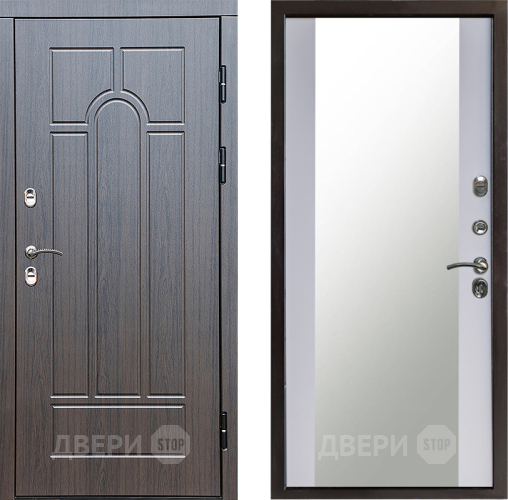 Входная металлическая Дверь Престиж TERMO с терморазрывом Арка Зеркало Белый софт в Черноголовке