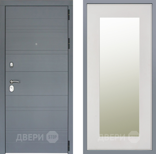 Дверь Заводские двери Лира Софт графит Зеркало Модерн Белый софт в Черноголовке