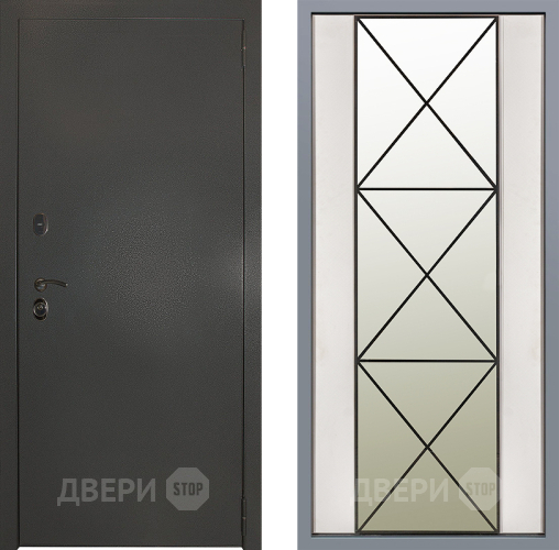 Дверь Заводские двери Эталон 3к антик серебро Зеркало Перфекто Структурное дерево в Черноголовке