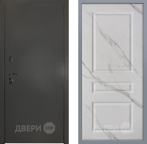 Дверь Заводские двери Эталон 3к антик серебро Стокгольм Мрамор белый в Черноголовке