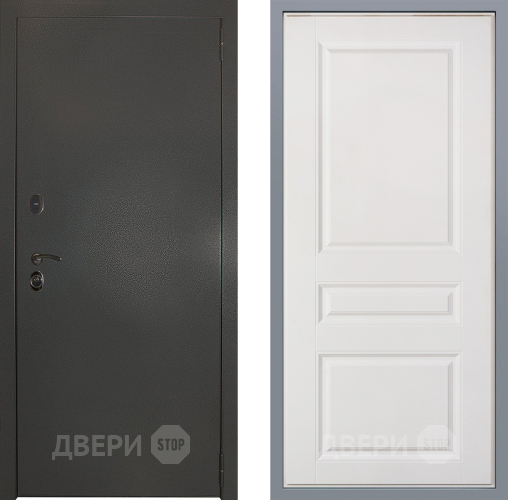 Дверь Заводские двери Эталон 3к антик серебро Стокгольм Белый софт в Черноголовке