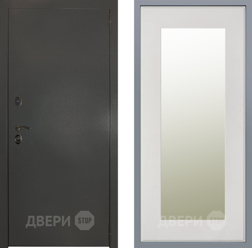 Дверь Заводские двери Эталон 3к антик серебро Зеркало Модерн Белый софт в Черноголовке