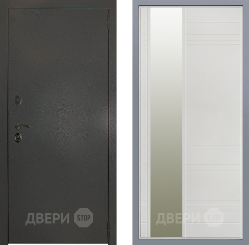 Дверь Заводские двери Эталон 3к антик серебро Зеркало Лира Белый софт в Черноголовке