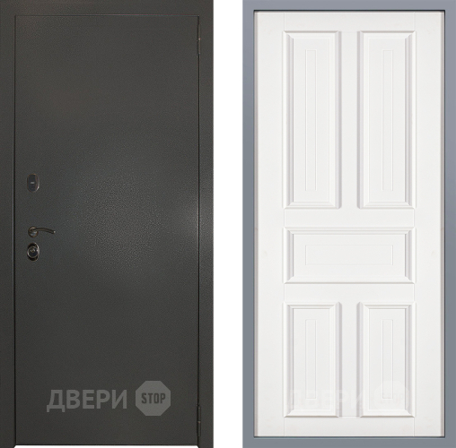 Дверь Заводские двери Эталон 3к антик серебро Уругвай Белый софт в Черноголовке