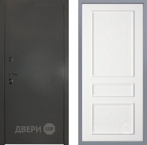 Дверь Заводские двери Эталон 3к антик серебро Урбино Белый софт в Черноголовке