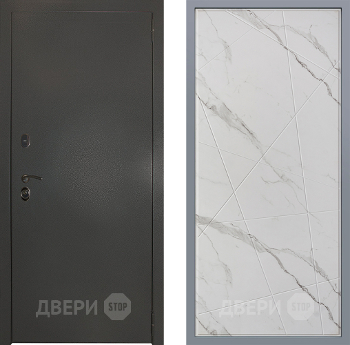 Дверь Заводские двери Эталон 3к антик серебро Флитта Мрамор белый в Черноголовке