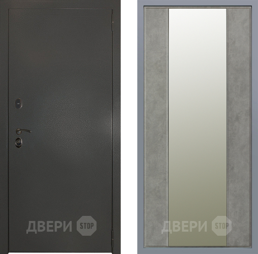 Дверь Заводские двери Эталон 3к антик серебро Зеркало Макси Бетон темный в Черноголовке