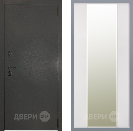 Дверь Заводские двери Эталон 3к антик серебро Зеркало Макси Белый матовый в Черноголовке