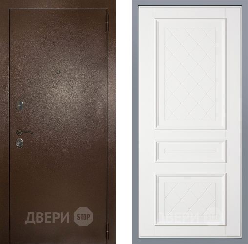 Дверь Заводские двери Эталон 3к антик медь Урбино Белый софт в Черноголовке