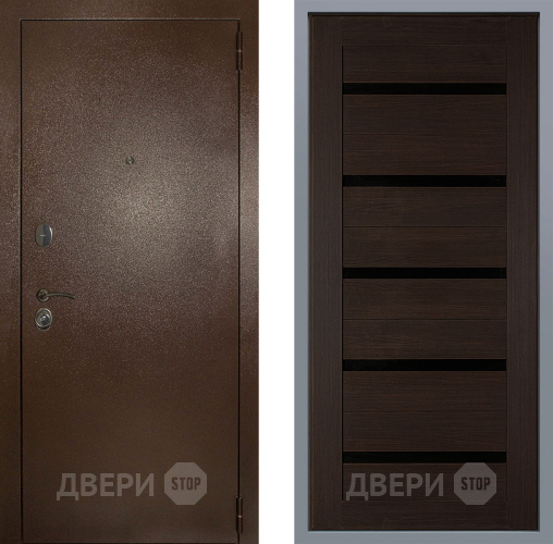 Дверь Заводские двери Эталон 3к антик медь СБ-1 орех тисненый в Черноголовке