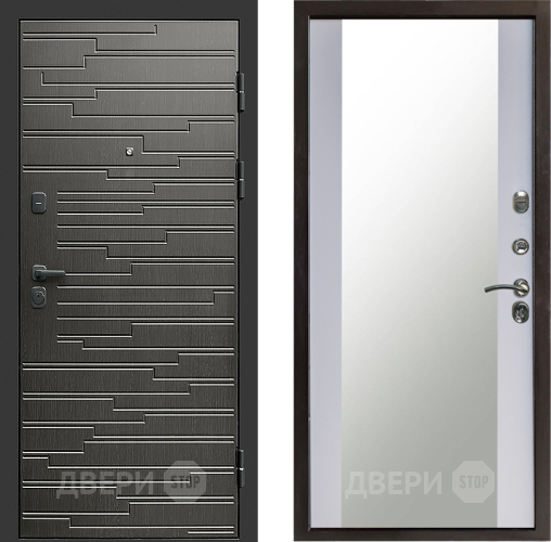 Входная металлическая Дверь Престиж Rivera Зеркало Белый софт в Черноголовке