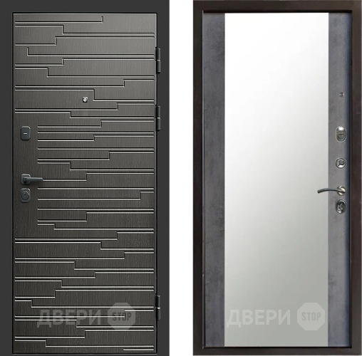 Входная металлическая Дверь Престиж Rivera Зеркало Бетон темный в Черноголовке