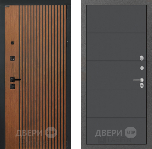 Входная металлическая Дверь Лабиринт (LABIRINT) Шторм 13 Графит софт в Черноголовке
