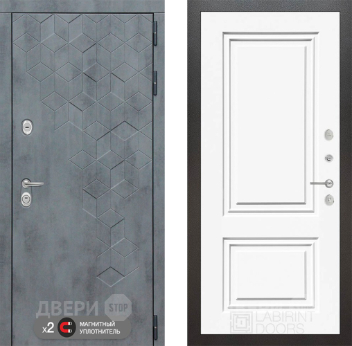 Входная металлическая Дверь Лабиринт (LABIRINT) Бетон 26 Белый (RAL-9003) в Черноголовке