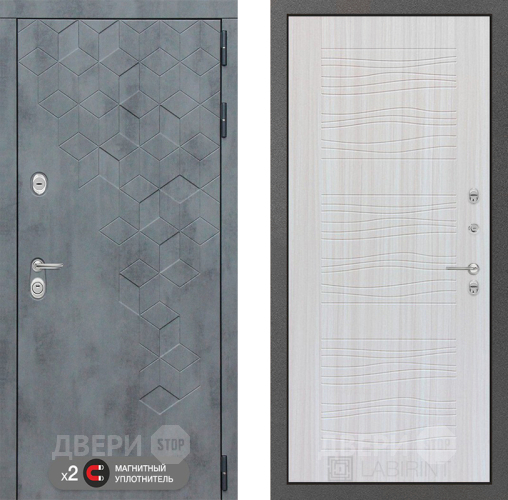 Входная металлическая Дверь Лабиринт (LABIRINT) Бетон 06 Сандал белый в Черноголовке