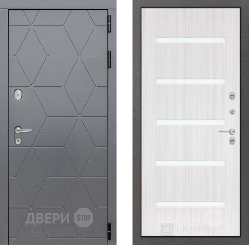 Входная металлическая Дверь Лабиринт (LABIRINT) Cosmo 01 Сандал белый в Черноголовке