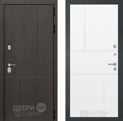 Входная металлическая Дверь Лабиринт (LABIRINT) Urban 21 Белый софт в Черноголовке