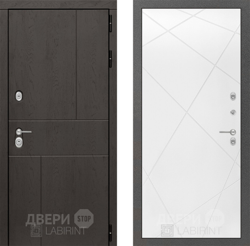 Входная металлическая Дверь Лабиринт (LABIRINT) Urban 24 Белый софт в Черноголовке