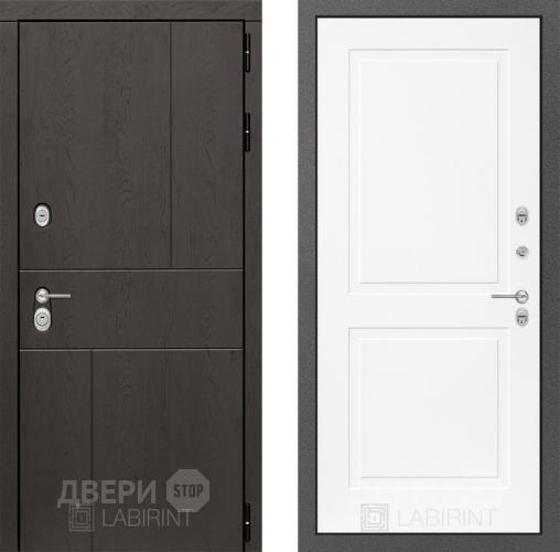 Входная металлическая Дверь Лабиринт (LABIRINT) Urban 11 Белый софт в Черноголовке