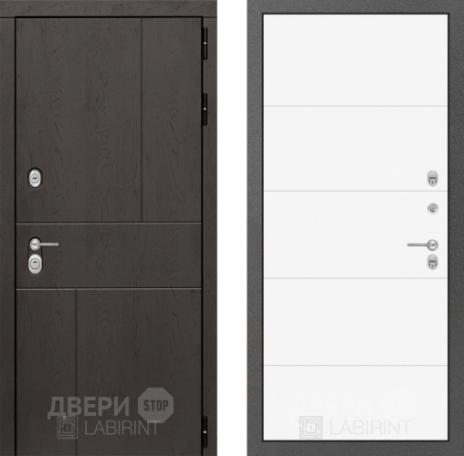 Входная металлическая Дверь Лабиринт (LABIRINT) Urban 13 Белый софт в Черноголовке