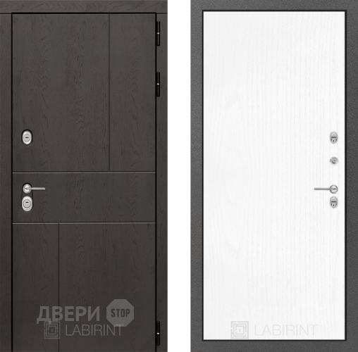 Входная металлическая Дверь Лабиринт (LABIRINT) Urban 07 Белое дерево в Черноголовке