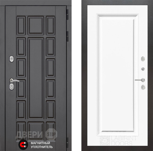 Входная металлическая Дверь Лабиринт (LABIRINT) New York 27 Белый (RAL-9003) в Черноголовке