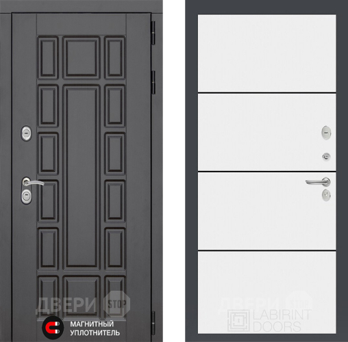 Входная металлическая Дверь Лабиринт (LABIRINT) New York 25 Белый софт в Черноголовке