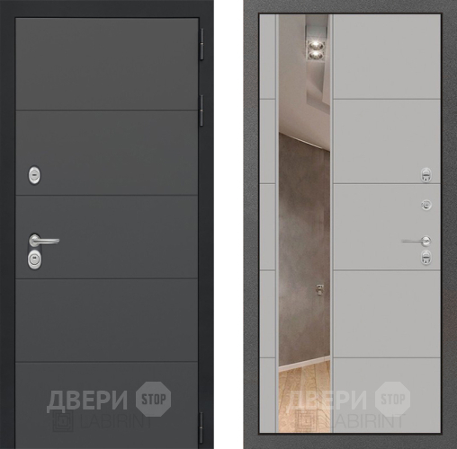 Дверь Лабиринт (LABIRINT) Art Зеркало 19 Грей софт в Черноголовке