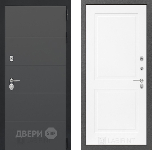 Входная металлическая Дверь Лабиринт (LABIRINT) Art 11 Белый софт в Черноголовке