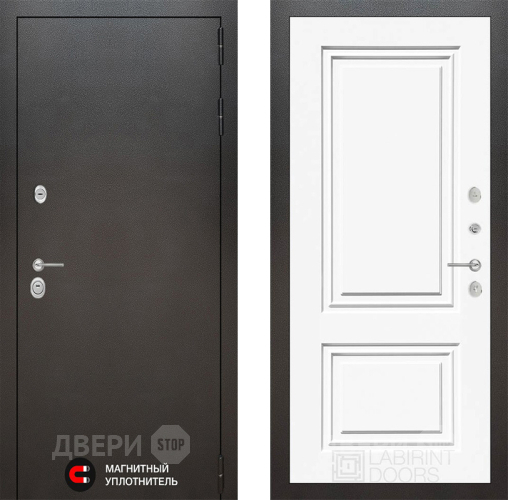 Входная металлическая Дверь Лабиринт (LABIRINT) Silver 26 Белый (RAL-9003) в Черноголовке