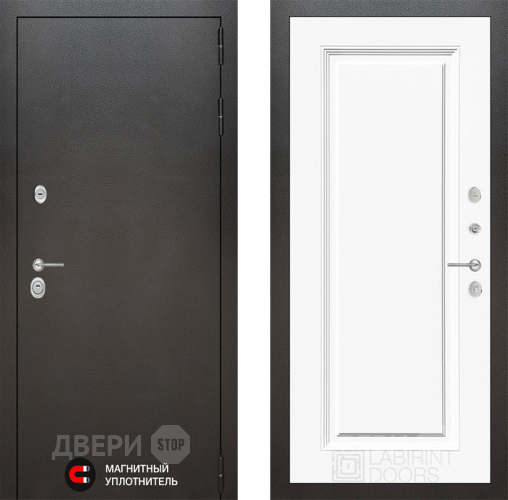 Входная металлическая Дверь Лабиринт (LABIRINT) Silver 27 Белый (RAL-9003) в Черноголовке