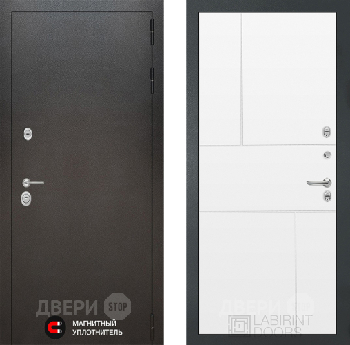 Входная металлическая Дверь Лабиринт (LABIRINT) Silver 21 Белый софт в Черноголовке