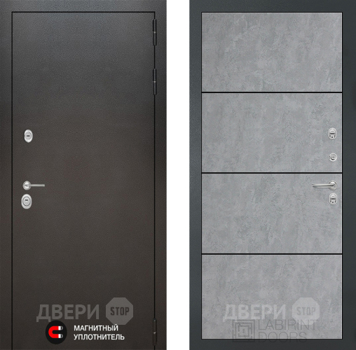 Входная металлическая Дверь Лабиринт (LABIRINT) Silver 25 Бетон светлый в Черноголовке