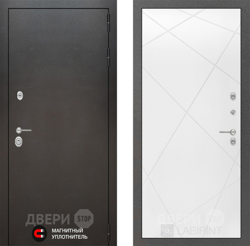 Входная металлическая Дверь Лабиринт (LABIRINT) Silver 24 Белый софт в Черноголовке