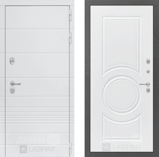 Входная металлическая Дверь Лабиринт (LABIRINT) Трендо 23 Белый софт в Черноголовке