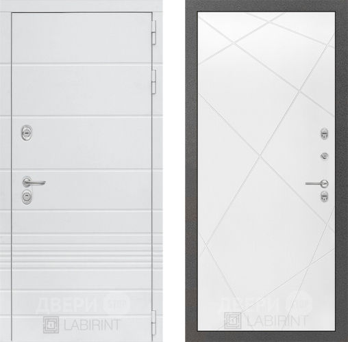 Входная металлическая Дверь Лабиринт (LABIRINT) Трендо 24 Белый софт в Черноголовке