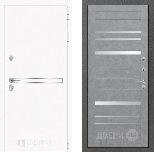 Входная металлическая Дверь Лабиринт (LABIRINT) Лайн White 20 Бетон светлый в Черноголовке