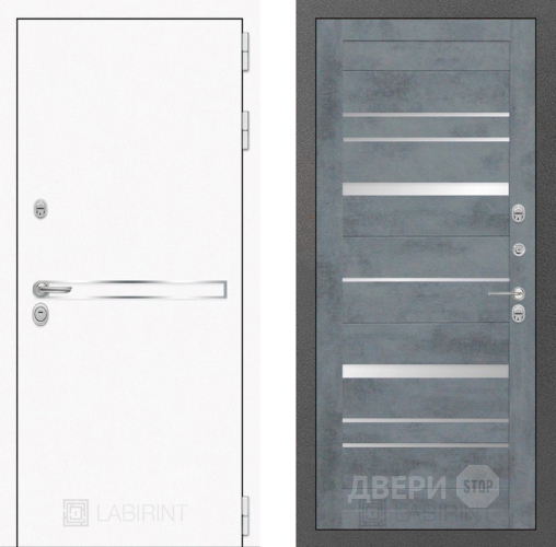 Входная металлическая Дверь Лабиринт (LABIRINT) Лайн White 20 Бетон темный в Черноголовке