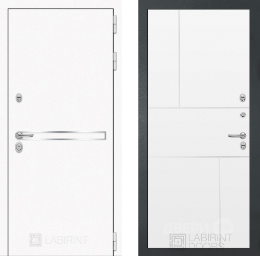 Входная металлическая Дверь Лабиринт (LABIRINT) Лайн White 21 Белый софт в Черноголовке